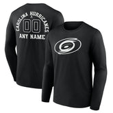 Carolina Hurricanes Personalized Name & Number Monochrome Long Sleeve T-Shirt - Black - NHL