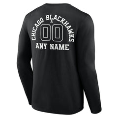 Chicago Blackhawks Personalized Name & Number Monochrome Long Sleeve T-Shirt - Black - NHL