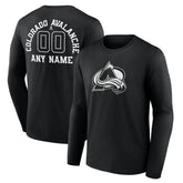 Colorado Avalanche Personalized Name & Number Monochrome Long Sleeve T-Shirt - Black - NHL