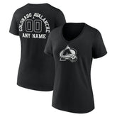 Colorado Avalanche Women's Personalized Name & Number Monochrome V-Neck T-Shirt - Black - NHL