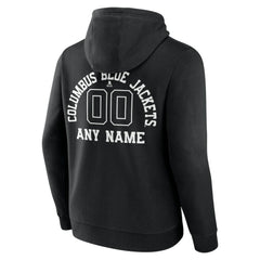 Columbus Blue Jackets Personalized Name & Number Monochrome Pullover Hoodie - Black - NHL