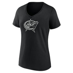 Columbus Blue Jackets Women's Personalized Name & Number Monochrome V-Neck T-Shirt - Black - NHL