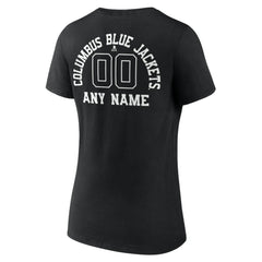 Columbus Blue Jackets Women's Personalized Name & Number Monochrome V-Neck T-Shirt - Black - NHL