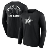 Dallas Stars Personalized Name & Number Monochrome Long Sleeve T-Shirt - Black - NHL