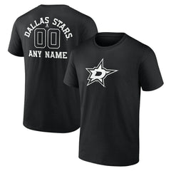 Dallas Stars Personalized Name & Number Monochrome T-Shirt - Black - NHL