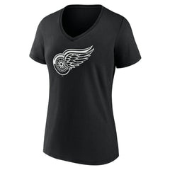Detroit Red Wings Women's Personalized Name & Number Monochrome V-Neck T-Shirt - Black - NHL