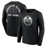 Edmonton Oilers Personalized Name & Number Monochrome Long Sleeve T-Shirt - Black - NHL