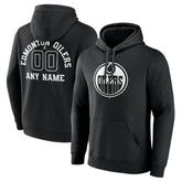 Edmonton Oilers Personalized Name & Number Monochrome Pullover Hoodie - Black - NHL
