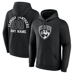 Florida Panthers Personalized Name & Number Monochrome Pullover Hoodie - Black - NHL