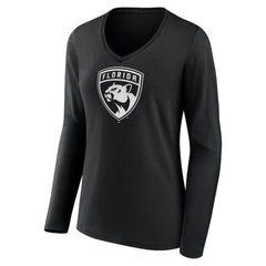 Florida Panthers Women's Personalized Name & Number Monochrome Long Sleeve V-Neck T-Shirt - Black - NHL
