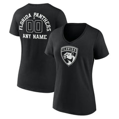 Florida Panthers Women's Personalized Name & Number Monochrome V-Neck T-Shirt - Black - NHL