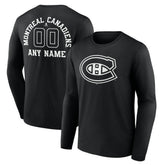 Montreal Canadiens Personalized Name & Number Monochrome Long Sleeve T-Shirt - Black - NHL