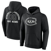 Montreal Canadiens Personalized Name & Number Monochrome Pullover Hoodie - Black - NHL