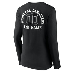 Montreal Canadiens Women's Personalized Name & Number Monochrome Long Sleeve V-Neck T-Shirt - Black - NHL