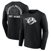 Nashville Predators Personalized Name & Number Monochrome Long Sleeve T-Shirt - Black - NHL