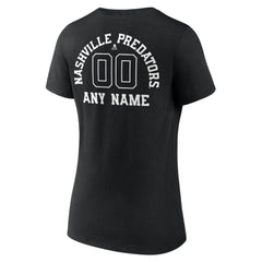 Nashville Predators Women's Personalized Name & Number Monochrome V-Neck T-Shirt - Black - NHL