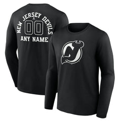 New Jersey Devils Personalized Name & Number Monochrome Long Sleeve T-Shirt - Black - NHL