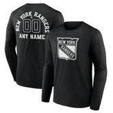 New York Rangers Personalized Name & Number Monochrome Long Sleeve T-Shirt - Black - NHL