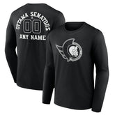 Ottawa Senators Personalized Name & Number Monochrome Long Sleeve T-Shirt - Black - NHL