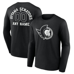 Ottawa Senators Personalized Name & Number Monochrome Long Sleeve T-Shirt - Black - NHL
