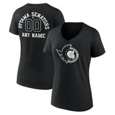 Ottawa Senators Women's Personalized Name & Number Monochrome V-Neck T-Shirt - Black - NHL