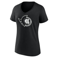 Ottawa Senators Women's Personalized Name & Number Monochrome V-Neck T-Shirt - Black - NHL