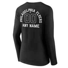 Philadelphia Flyers Women's Personalized Name & Number Monochrome Long Sleeve V-Neck T-Shirt - Black - NHL