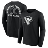 Pittsburgh Penguins Personalized Name & Number Monochrome Long Sleeve T-Shirt - Black - NHL