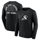 San Jose Sharks Personalized Name & Number Monochrome Long Sleeve T-Shirt - Black - NHL