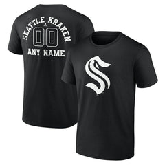 Seattle Kraken Personalized Name & Number Monochrome T-Shirt - Black - NHL