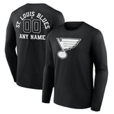 St. Louis Blues Personalized Name & Number Monochrome Long Sleeve T-Shirt - Black - NHL