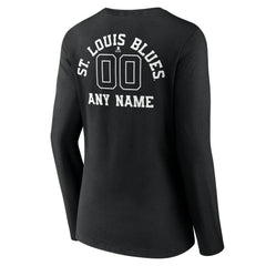 St. Louis Blues Women's Personalized Name & Number Monochrome Long Sleeve V-Neck T-Shirt - Black - NHL