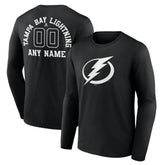 Tampa Bay Lightning Personalized Name & Number Monochrome Long Sleeve T-Shirt - Black - NHL