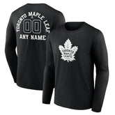 Toronto Maple Leafs Personalized Name & Number Monochrome Long Sleeve T-Shirt - Black - NHL