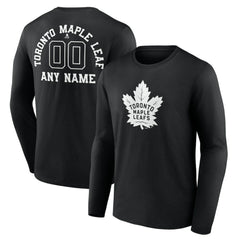 Toronto Maple Leafs Personalized Name & Number Monochrome Long Sleeve T-Shirt - Black - NHL