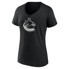 Vancouver Canucks Women's Personalized Name & Number Monochrome V-Neck T-Shirt - Black - NHL