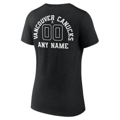 Vancouver Canucks Women's Personalized Name & Number Monochrome V-Neck T-Shirt - Black - NHL