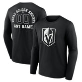 Vegas Golden Knights Personalized Name & Number Monochrome Long Sleeve T-Shirt - Black - NHL