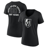 Vegas Golden Knights Women's Personalized Name & Number Monochrome V-Neck T-Shirt - Black - NHL