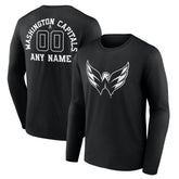 Washington Capitals Personalized Name & Number Monochrome Long Sleeve T-Shirt - Black - NHL