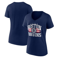 Boston Bruins Women's Americana Team V-Neck T-Shirt - Navy - NHL