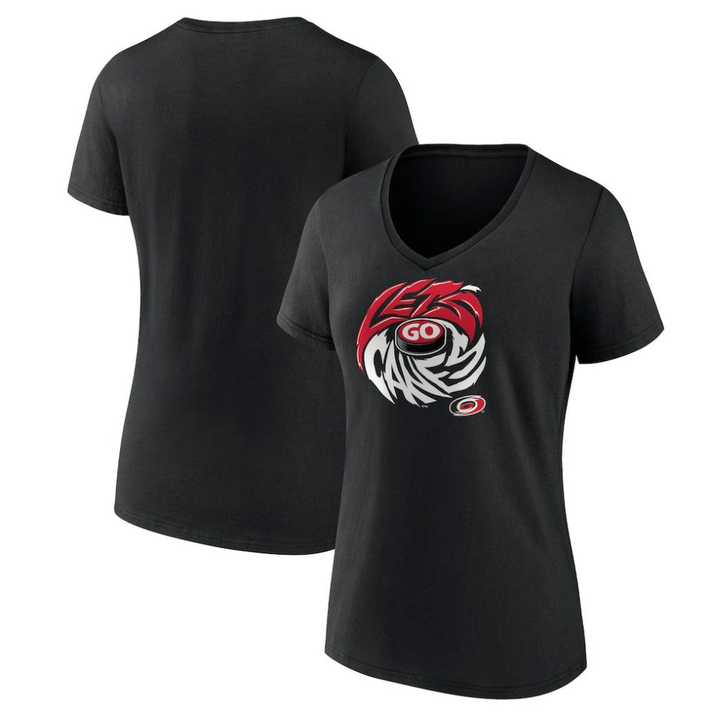 Carolina Hurricanes Women's Native V-Neck T-Shirt - Black - NHL