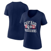 Chicago Blackhawks Women's Americana Team V-Neck T-Shirt - Navy - NHL