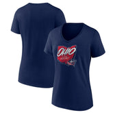 Columbus Blue Jackets Women's Native V-Neck T-Shirt - Navy - NHL