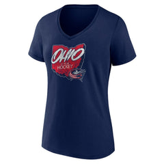 Columbus Blue Jackets Women's Native V-Neck T-Shirt - Navy - NHL