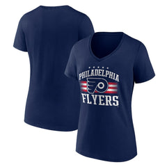 Philadelphia Flyers Women's Americana Team V-Neck T-Shirt - Navy - NHL