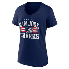 San Jose Sharks Women's Americana Team V-Neck T-Shirt - Navy - NHL