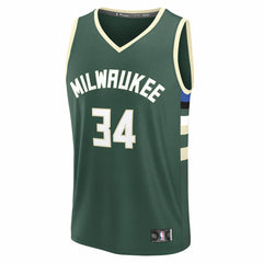 Giannis Antetokounmpo Milwaukee Bucks Youth Fast Break Replica Player Jersey Icon Edition Hunter Green - NBA