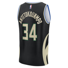 Giannis Antetokounmpo Milwaukee Bucks Youth Fast Break Replica Player Jersey Statement Edition Black - NBA