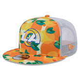 Los Angeles Rams New Era Citrus 9FIFTY Trucker Snapback Hat Orange | NFL